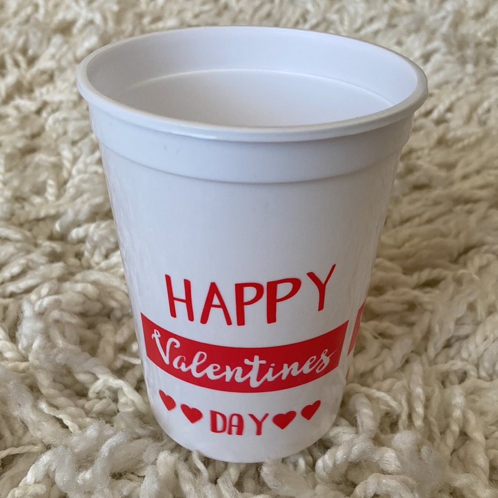 NEW Valentines Day Plastic Cup Red White